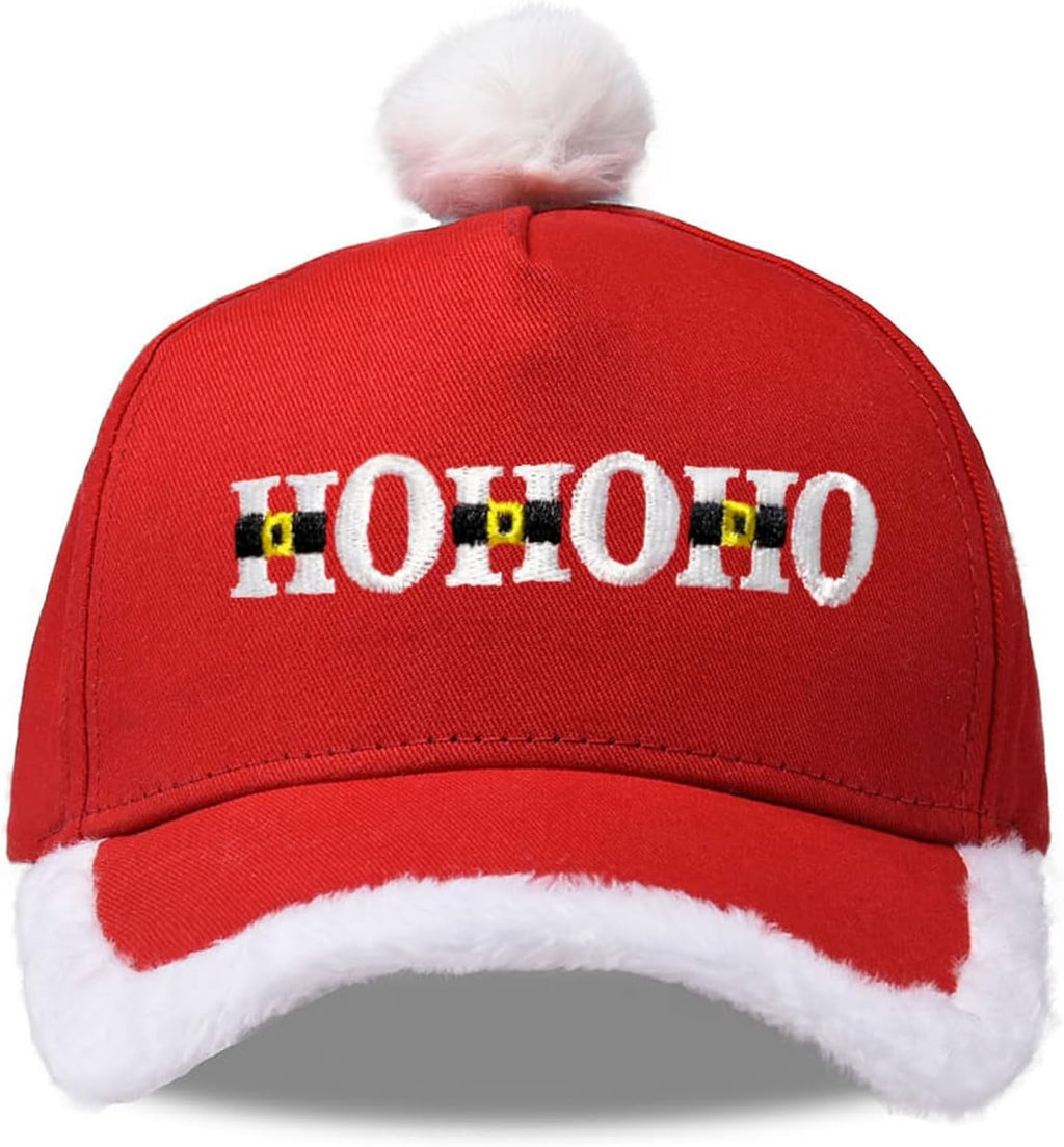 Christmas Santa Baseball Hat Santa Claus Costume hat with Fuzzy Fur Pom