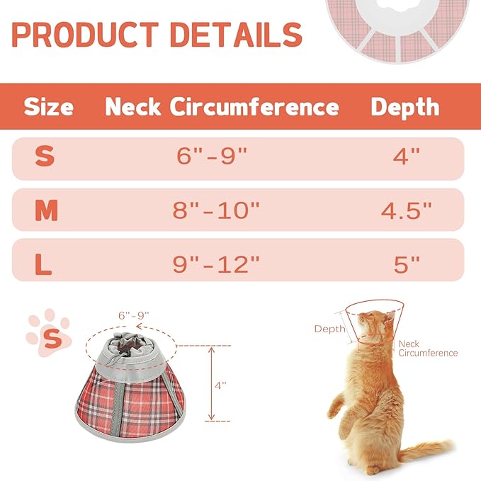 Cat Cone Collar Soft, Cat Recovery Collar for Large Medium Small Cats Kittens, Kitten Cone Alternative After Surgery-PawvioPets