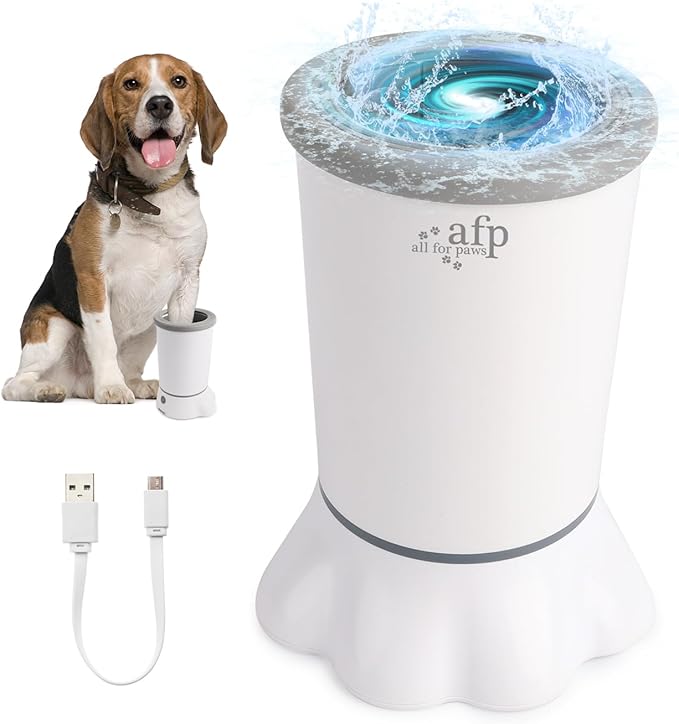 ALL FOR PAWS Low Noise Automatic Dog Paw Cleaner Electric Dog Paw Washer Cup for Dog Muddy Claws, USB Rechargeable Pet Foot Washer for Small and Medium-Sized Dogs-PawvioPets
