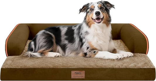 Extra Large Dog Bed-Orthopedic Waterproof XL Dog Bed for XLarge Extra Big Dogs - Foam Couch Sofa Washable with Removable Cover-Brown-PawvioPets