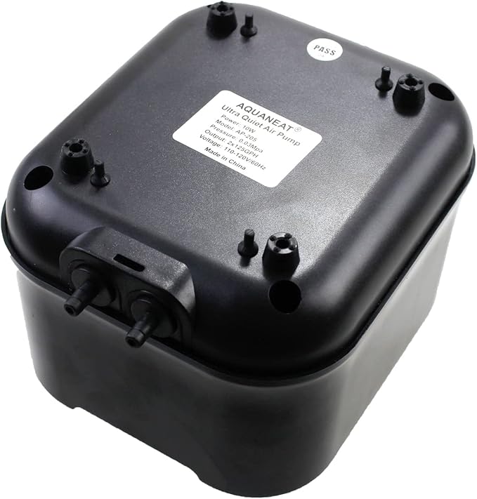AQUANEAT Powerful Aquarium Air Pump, 250GPH, 10W, Dual Outlets, for up to 300 Gallon Fish Tank, Super Quiet Oxygen Aerator with Gang Valves, Adjustable Hydroponic Air Bubbler Pump-PawvioPets