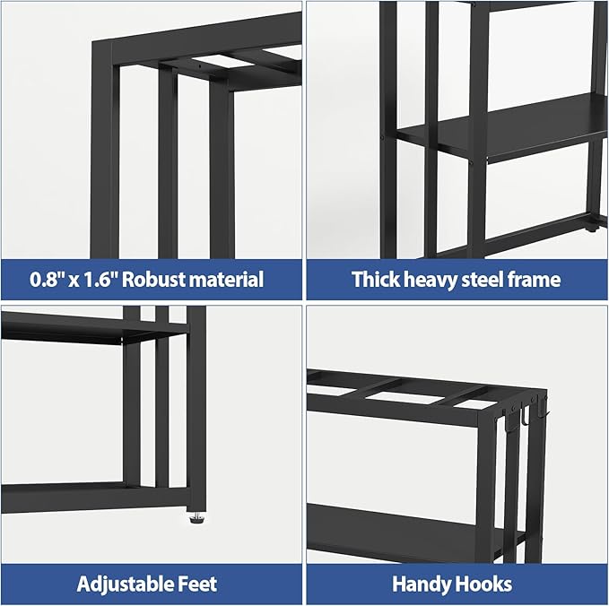 30.7" W x 13" Inch for 20-29 Gallon Long Fish Tank Stand With Storage Shelf, Aquarium Stand With Hooks,Heavy Duty Metal Turtle Reptile Tank Stand, Easy Assemble-PawvioPets