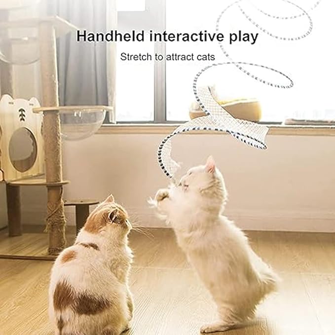 Folded Cat Tunnel Toy for Indoor Cats, 2 PCS Collapsible Pet Spring Cat Toys with Feather Mouse Upgrade Interactive Toy Playing Tent for Puppy Kitten Accessories Home-PawvioPets