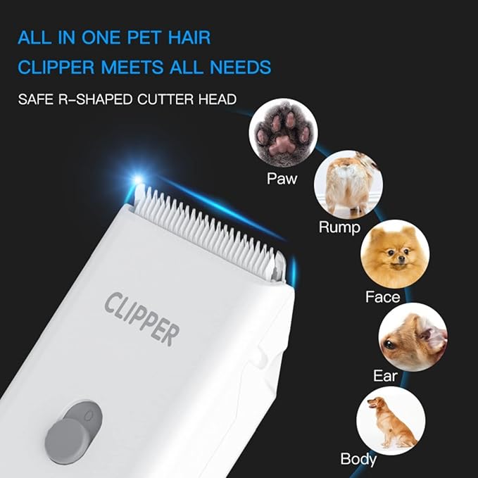 Dog Cat Home Hair Waterproof Clipper Portable Electric USB Rechargeable Pet Grooming Tools Low Noise Shaver Cordless Trimmer for Small and Large Pets-PawvioPets