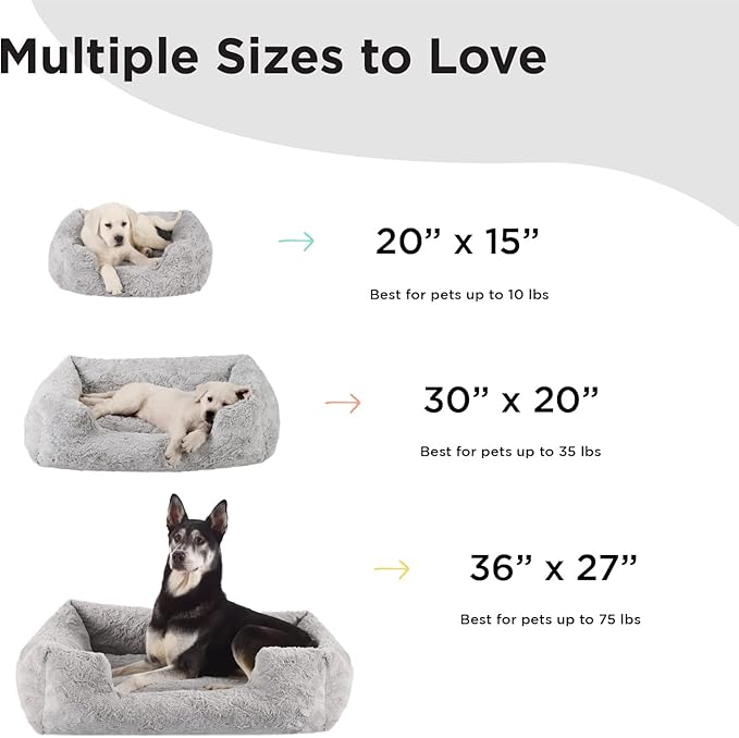 Best Friends by Sheri Lux Lounge Bed Calming Faux Fur Dog Bed, Gray, Large, 36" x 27"-PawvioPets