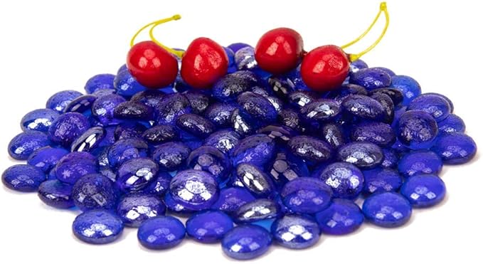 18 LB Fire Glass Beads Fireglass Drops for Gas Fire Pit Fireplace Cobalt Blue Luster Reflective Decorative Glass Gems Rocks Pebbles Stone for Vase Fillers Aquarium Fish Tank Decoration (Cobalt Blue)-PawvioPets