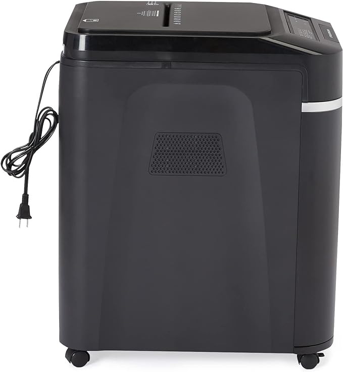 Amazon Basics 200-Sheet Auto Feed Cross Cut Paper Shredder with Pullout Basket, Black-PawvioPets
