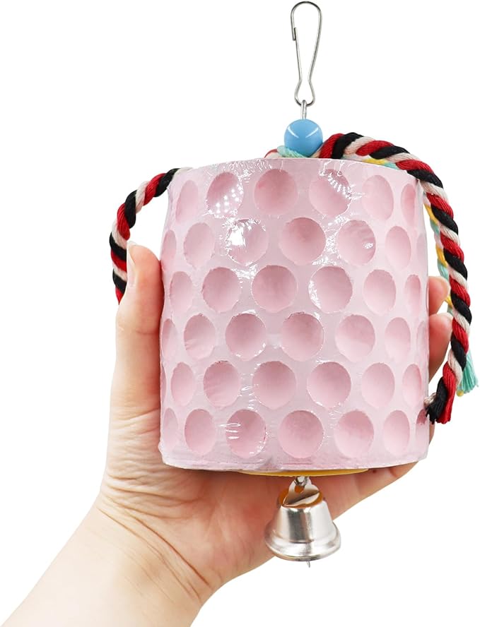 Extra Large Bird Chewing Toy, Parrot Beak Grinding Calcium Stone with Bells, Bird Cage Accessories, Cage Toys for Cockatiel Parakeet Parrot Budgies Rat Hamster Chinchilla Rabbit Bunny African Grey-PawvioPets