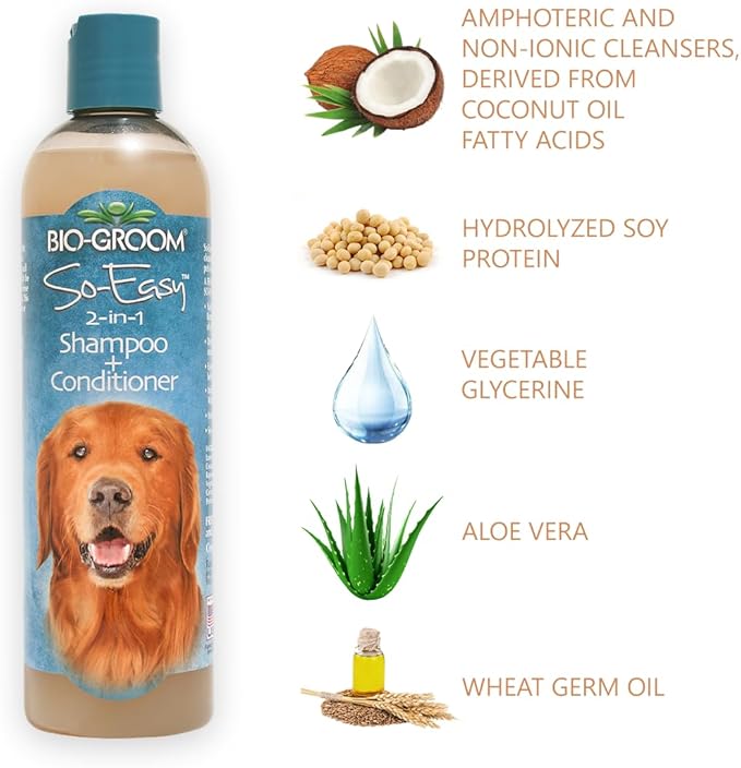 Bio-groom So Easy 2 in 1 Shampoo & Conditioner - Dog & Puppy Shampoo and Conditioner, Detangling Dog Wash for Grooming, Soap Free, 12:1 Concentration - Tropical Fruit Scent, 12 fl oz-PawvioPets