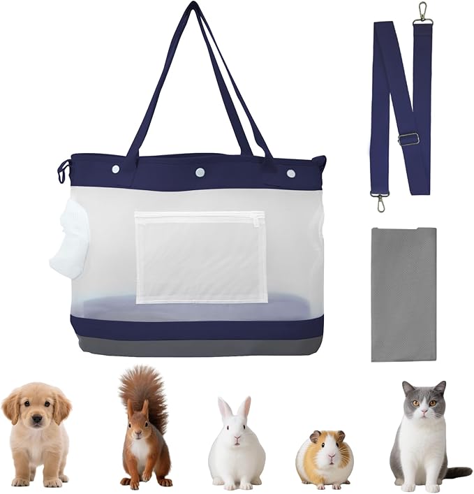 Dog Purse Carrier for Small Dogs Cat Kitty Puppy Rabbit Bunny Dog Cat Bag Carrier for Animals up to 22lbs Soft Sided, Collapsible Pet Carrier Sling for Outing Travel Vet-Dark Blue-PawvioPets