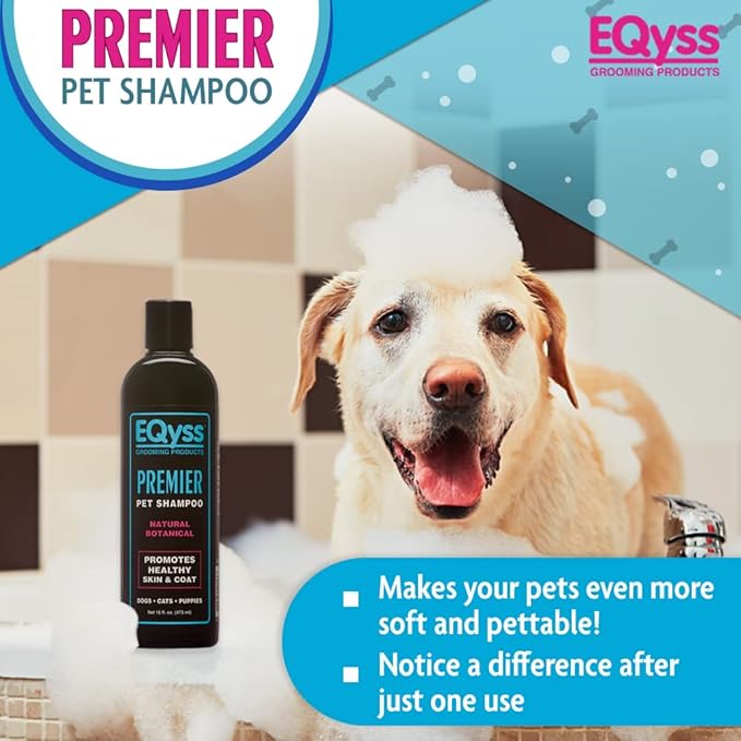 EQyss Premier Pet Shampoo - Cleanses & Moisturizes Coat, Adds Volume, Intensifies Colors, Residue-free Finish - For All Dogs, Cats, Puppies (16 oz)-PawvioPets