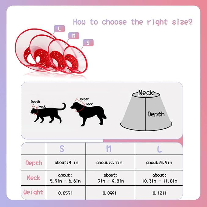 Andiker Pet Cone Recovery Dog Cone Adjustable Dog Collar Clear Padded Collar with Breathable Soft Edge Plastic Puppy Cone Protect The Neck Surgery Recovery Designed for Cats and Puppies (Small, Pink)-PawvioPets