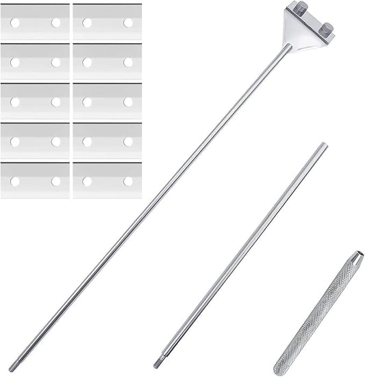 Aquarium Fish Tank Tools Kit Stainless Steel Algae Cleaning Scraper Razor Cleaner with 10 Pcs Blades (26 Inch)-PawvioPets