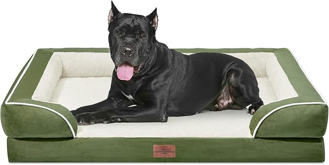 Comfort Expression XXL Orthopedic Dog Bed for Extra Large Dogs, Orthopedic Foam Dog Beds Washable, Waterproof Pet Sofa Couch with Removable Cover & Non-Slip Bottom(XX-Large,Light Green)-PawvioPets