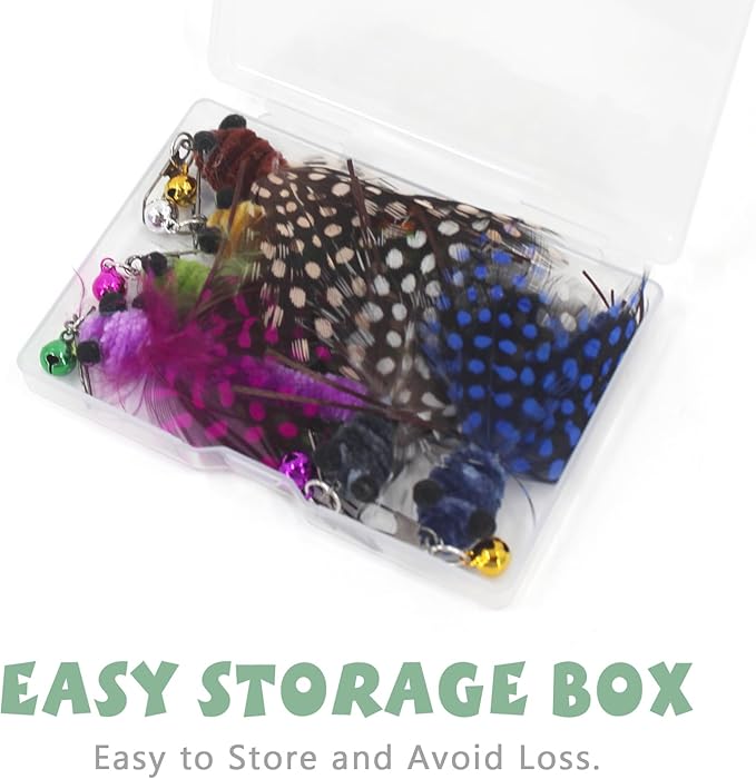 SONGWAY Insect Cat Toys with Feather - 6 Pieces Cat Insect Feather Toy Refills, Teaser Wand Attachments, Interactive Toys for Indoor Cats Kittens-PawvioPets