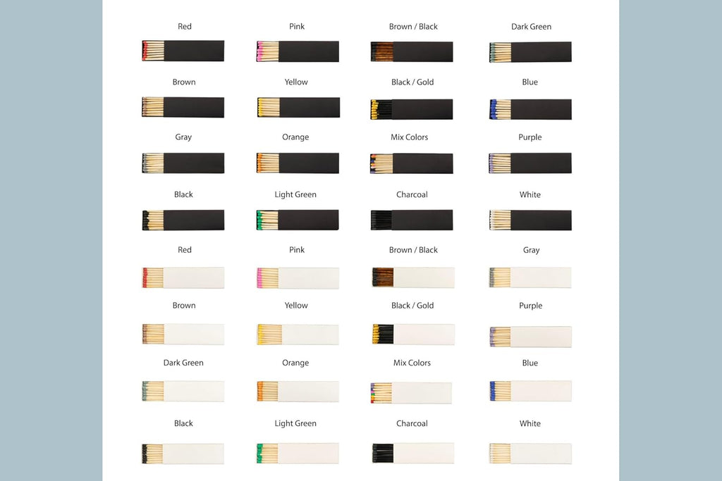 10 Boxes - Customized Matchboxes Colorful Tips (Wedding Design #5, 4" Matchboxes) (4" Matchsticks, Wedding Design #4)