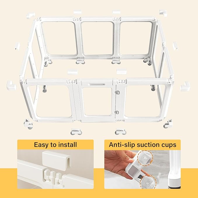 Clear Dog Play Pen, Acrylic Dog PlayPen for Puppy Cat Rabbit, Easy Assemble Pen, Preferable Small Cage, 23.6" H, 8Pcs-PawvioPets