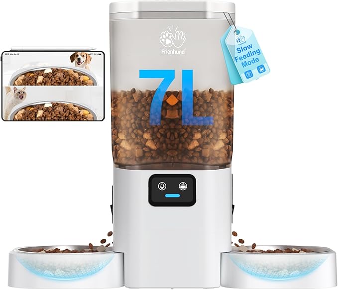 5G WiFi Automatic Cat Feeder with Two HD Camera: 7L Automatic Dog Feeder with Night Vision, Auto Cat Food Dispenser for Multiple Pet, Detachable for Easy Cleaning - 29 Cup-PawvioPets