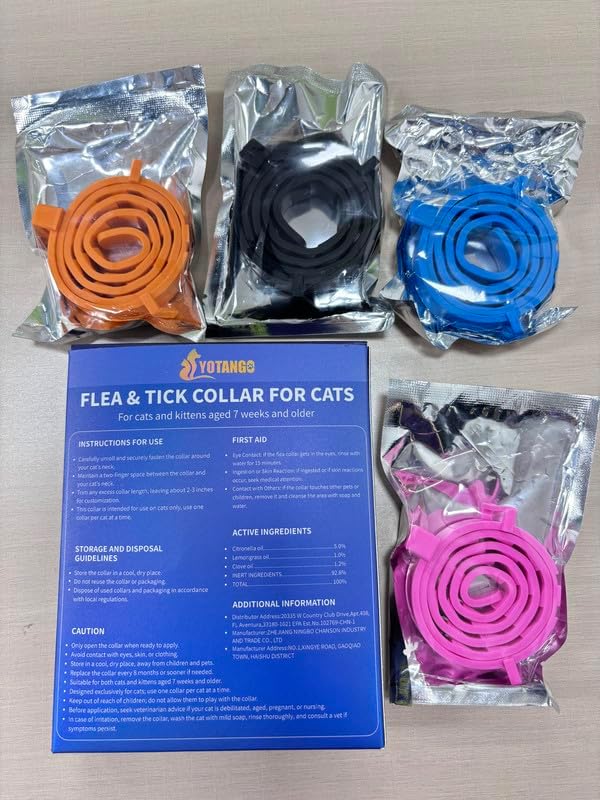 4 Pack Flea Collar for Cats, 32 Months Flea and Tick Prevention for Cats, Waterproof Cat Flea Collar, Natural Cat Flea and Tick Treatment, Adjustable Flea and Tick Collar for Cats Kittens(4 Colors)-PawvioPets