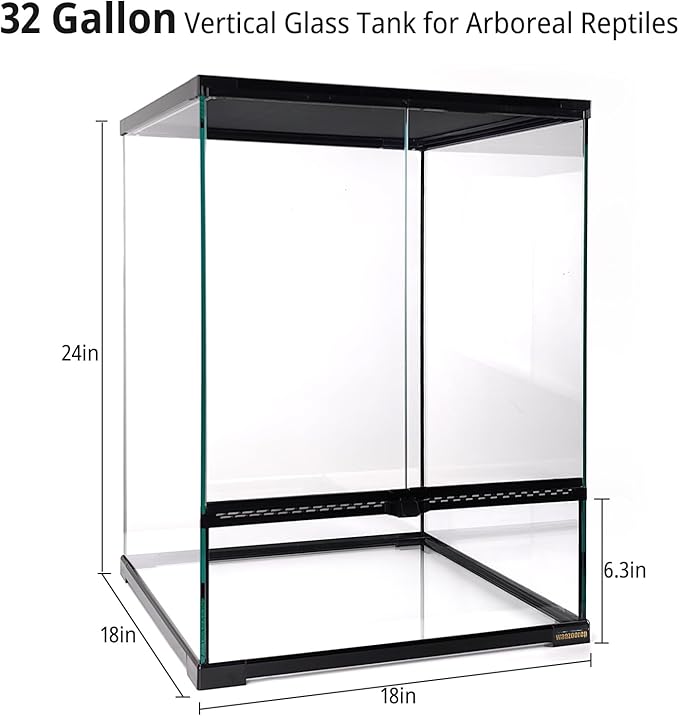 30 Gallon Tall Reptile Glass Tank Terrarium 18"x18"x24" Large Habitat Enclosure for Gecko,Lizard,Chameleon,Frog,Snake,No Install Needed and Come with Tank Background-PawvioPets
