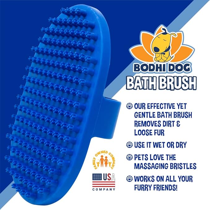 Bodhi Dog Grooming Bundle - Oatmeal Shampoo & Conditioner with Bath Brush - Pet Shower Supplies for Dogs and Cats - Gentle Care for Long, Short & Curly Hair, Safe and Effective, Made in USA-PawvioPets