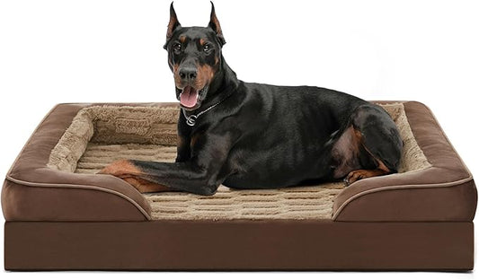 FURTIME Orthopedic Dog Bed for Extra Large Dogs - XL Waterproof Dog Sofa Bed, Ultra Comfy Supportive Foam Pet Bed with Removable Washable Cover, Jumbo Dog Bed with Nonskid Bottom-PawvioPets