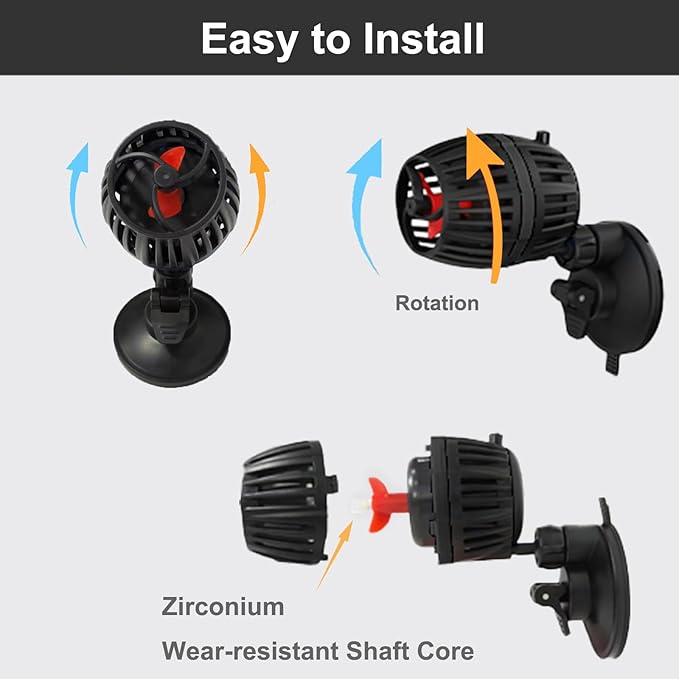 Carefree Fish Aquarium DC12V 10W Wave Maker 4 Level Adjustable Flow Rate Powerhead 1500Gph Wave Pump for 10~60Gal Freshwater and Saltwater Fish Tank-PawvioPets