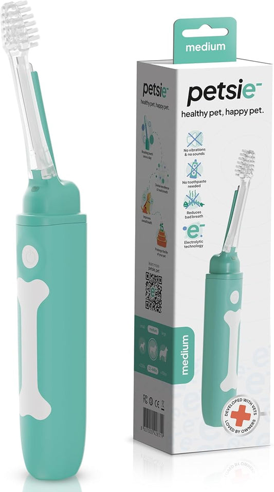 Dog Toothbrush | Innovative Eletrolytic Technology | Improves Oral Health & Reduces Bad Breath | No Vibrations & Silent Teeth Cleaning Brush | No Toothpaste Needed | Dog Teeth Cleaning Kit-PawvioPets