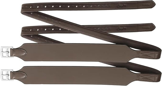 Exion Wide Stability Stirrup Leathers for English Saddles | Premium Cowhide Leather | Enhanced Leg Stability & Comfort | Sizes: 48" to 62"-PawvioPets
