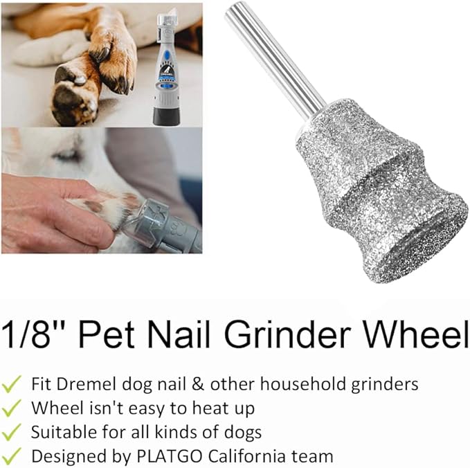 Diamond Dog Nail Grinder for Dremel, Diamond Sanding Drums, Diamond Rotory Bit for Dogs&Pets Nail Care, 1/8'' Nail Dremel Tool for Dogs, for Animals Nail Care & Home Grinder Tools-PawvioPets