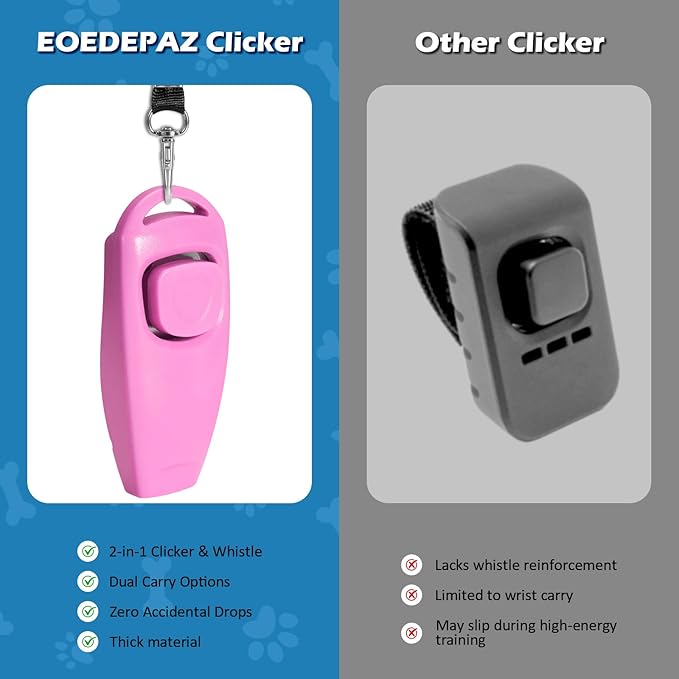 2-in-1 Dog Training Clicker Whistle for Training and Recall, Training Accessories for Puppy, Cats, Horses & Small Animals - 2 Pack with Lanyard, Reward Your Pets Efficiently(Pink + Orange)-PawvioPets