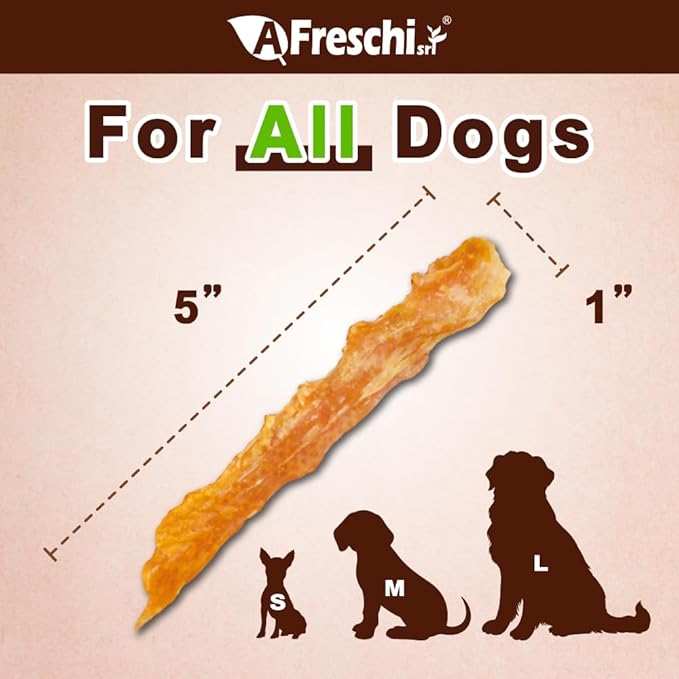 Afreschi Turkey Tendon Flake 3.5 oz, USA-Sourced Turkey Tendon, Dog Treats for Classic Series, All Natural Human Grade Dog Treat, Suitable for Training chew, Rawhide Alternative-PawvioPets