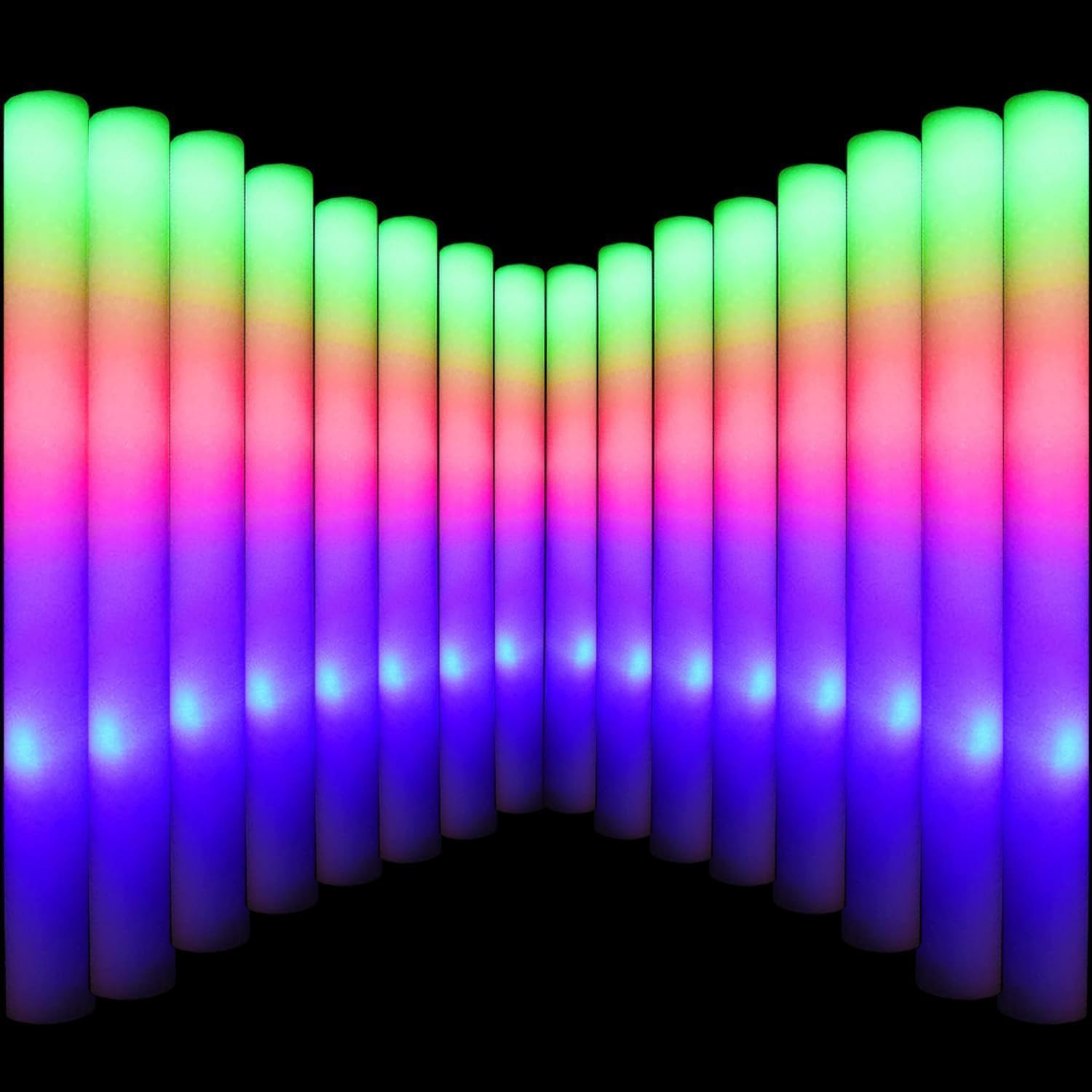 LifBetter Light Up Glow Sticks Bulk, LED Foam Sticks in The Dark with 3 Modes Flashing Led Foam Multicolor Batons Light up Party Favors for Birthdays, Weddings, Concerts, Festivals (45pcs)