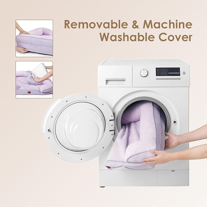 EHEYCIGA Orthopedic Dog Beds for Large Dogs, Waterproof Memory Foam Large Dog Bed with Sides, Non-Slip Bottom and Egg-Crate Foam Pet Couch Bed with Washable Removable Cover, Lilac-PawvioPets