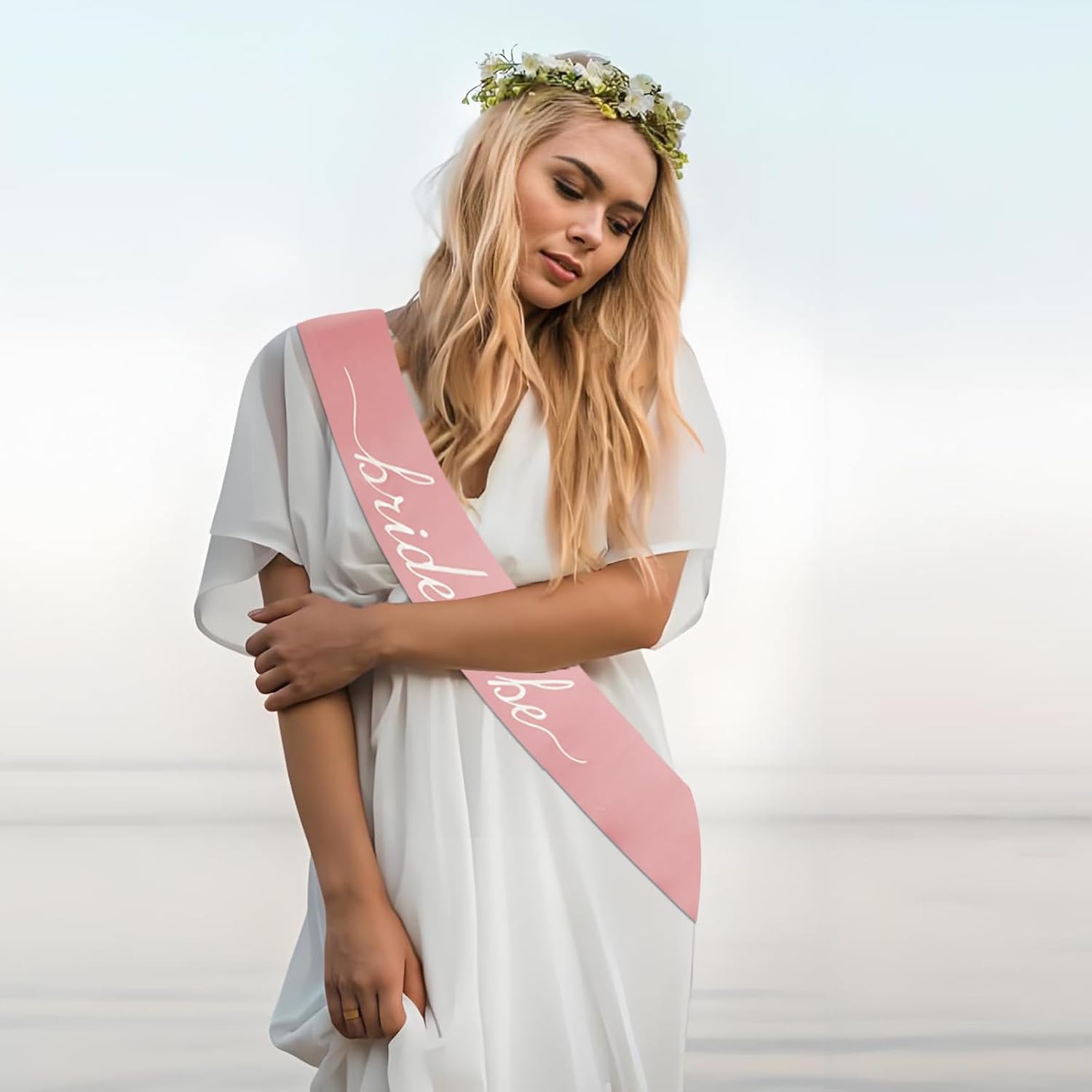 MILVOWOC Rose Glod Bride to Be Sash in Soft Satin, Bachelorette Party Wearable, Bridal Shower Accessory, Bach Decorations, Bridesmaid Present, Engagement Celebration Supplies,1 Pack