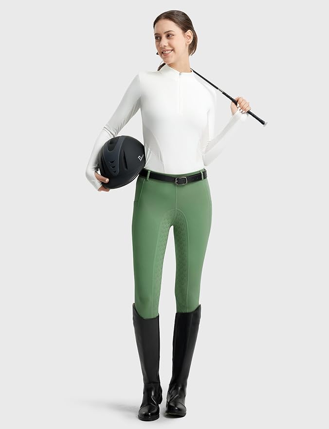 FitsT4 Sports Women's Full Seat Riding Tights Active Silicon Grip Horse Riding Tights Equestrian Breeches-PawvioPets