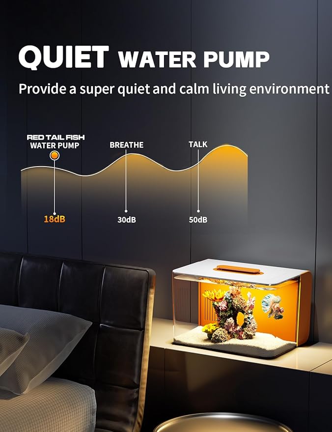 2.5 Gallon Fish Tank Small Aquarium Starter Kit with Hidden Filtration, 3 Color Light, Self Cleaning Nano Tank for Betta, Shrimp, Guppy, Angelfish-PawvioPets