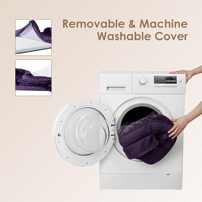 EHEYCIGA Orthopedic Dog Bed for Medium Dogs, Waterproof Memory Foam Medium Dog Beds with Sides, Non-Slip Bottom and Egg-Crate Foam Pet Couch Bed with Washable Removable Cover, Purple-PawvioPets