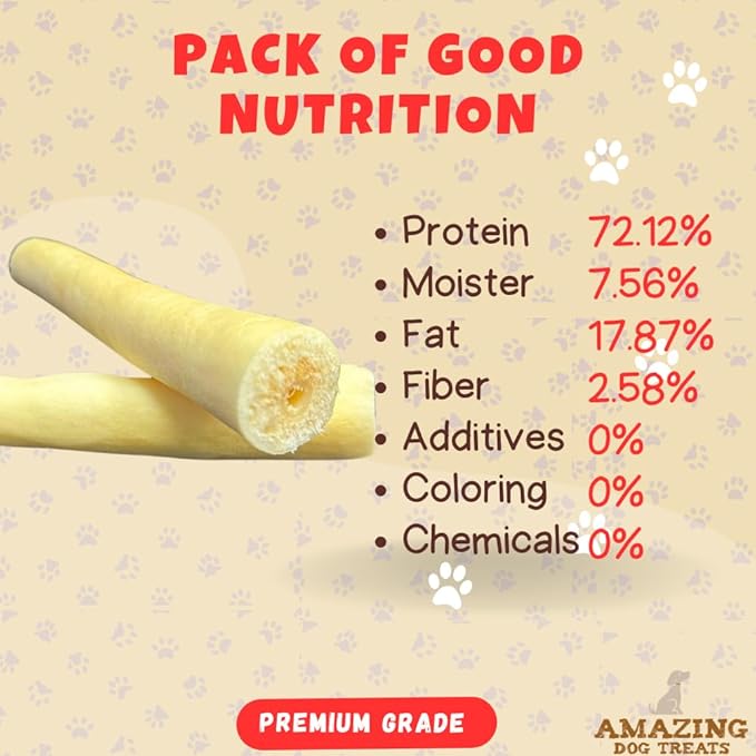 Amazing Dog Treats - 6 Inch Cow Tail Dog Chew- Thick - (10 Pcs/Pack) - Premium Quality - Sourced from Grass Fed Cattle - Long Lasting Dog Chew- Rawhide Alternative-PawvioPets