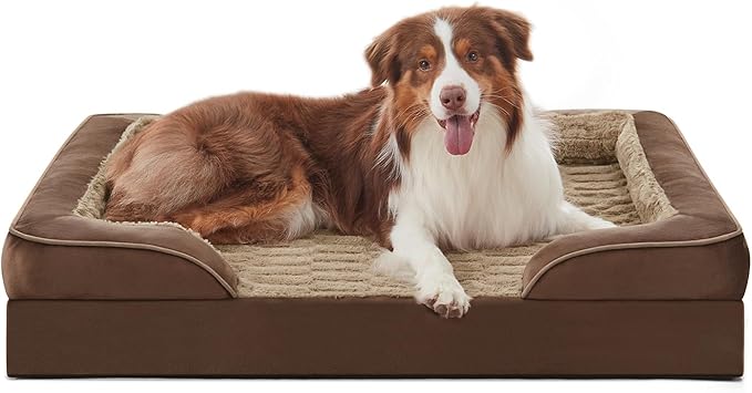 FURTIME Orthopedic Dog Beds for Large Dogs, Egg Foam Dog Bed with Ultra Comfy Supportive Foam, Washable & Waterproof Pet Couch, Nonskid Bottom-PawvioPets