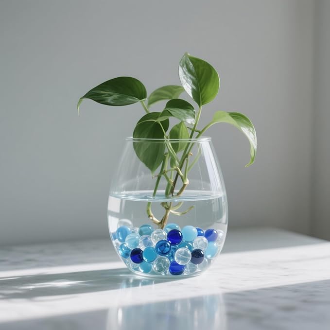 2.16LB Mix Colors Glass Beads Vase Filler Aquarium Gravel Decor Flat Glass Marbles Gems Pebbles Fish Tank Rocks Home Decorative Art Craft - 3 Colors Mixed-PawvioPets