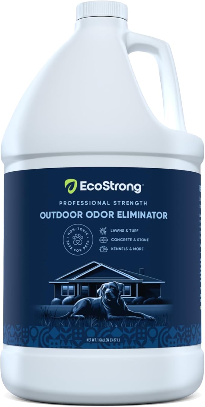 Eco Strong Outdoor Odor Eliminator Outside Dog Urine Enzyme Cleaner Powerful Pet, Cat, Animal Scent Deodorizer | Professional Strength for Yard, Turf, Kennels, Patios, Decks (128 OZ)-PawvioPets