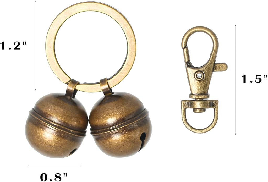 Copper Bells for Dog Collars with Snap Clips - Made of Pure Copper for Dogs/Cat - Clear Sound & No Rust - Save Birds Wildlife, Know Where Your Pet Christmas Sounds-PawvioPets