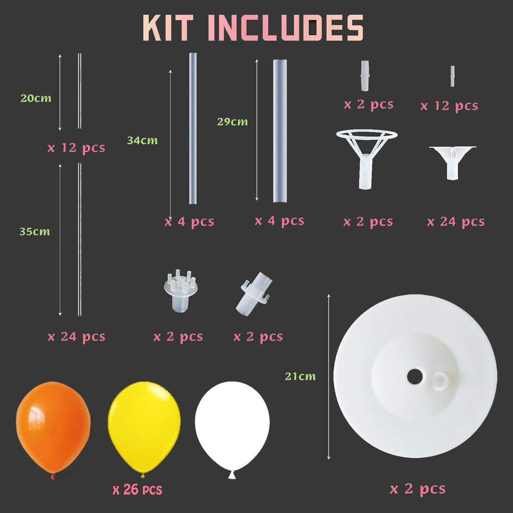 Balloon Column Kit Set of 2,Balloon balloon stands for floor with Base and Pole,Balloon Tower Backdrop Decoration for Wedding, Baby Shower, Birthday Party, or Graduation Party (Orange Yellow)