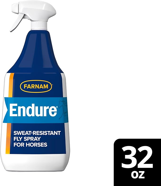 Farnam Endure Sweat-Resistant Fly Spray for Horses, Lasts Up to 14 Days, Protects Against Flies, Gnats, Mosquitoes, Ticks & Lice, 32 oz.-PawvioPets
