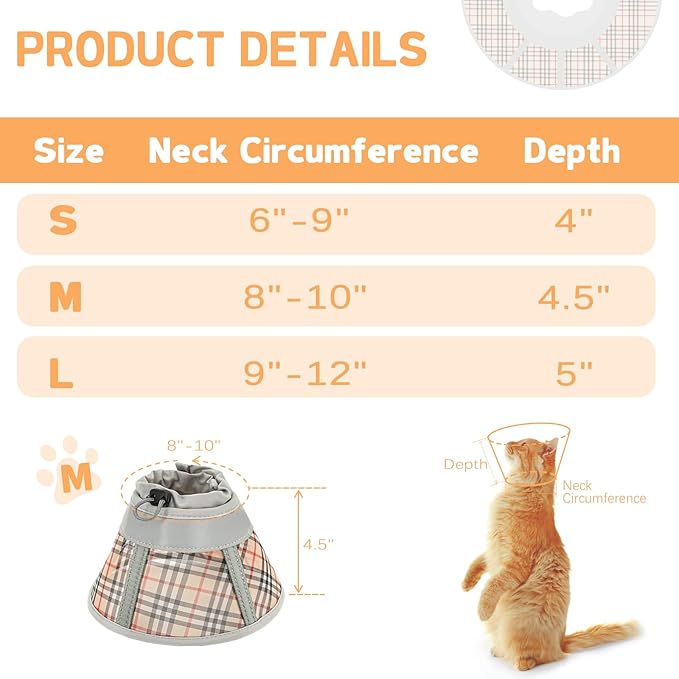 Cat Cone Collar Soft, Cat Recovery Collar for Large Medium Small Cats Kittens, Pet Cone Alternative After Surgery-PawvioPets