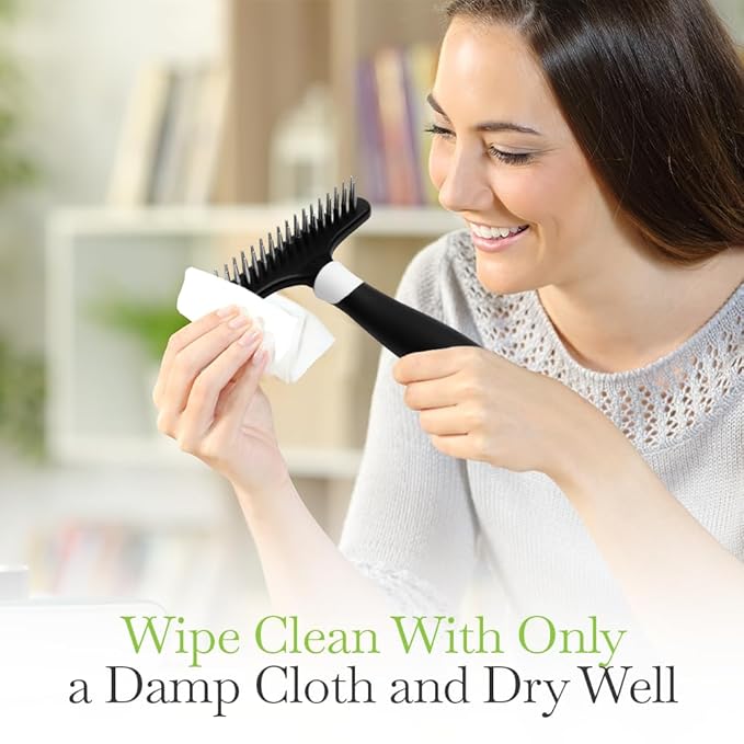 Fuller Brush Undercoat Pet Rake - 33 Sturdy Tapered Steel Pins Inset into Polypropylene Head - Ergonomically Designed Rubberized Handle - Reduce Tangles, Remove Loose Undercoat for Shed-Free Groom-PawvioPets