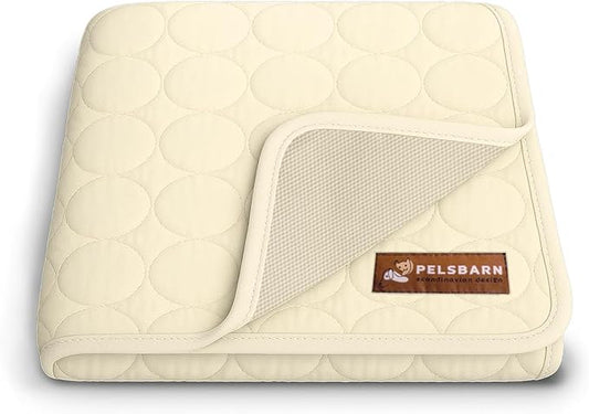 Dog Cooling Mat- Ice Silk Summer Comfort, Self Cooling, Non-Slip Dog Pad, Durable & Washable, Mat for Small Dogs 45x55 cm, Support Shelter Dogs with Every Purchase (Beige)-PawvioPets