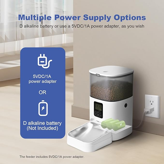 Automatic Cat Feeder, 4L Cat Food Dispenser with 10s Voice Recorder, Pet Feeder up to 8 Meals per Day, Timed Cat Feeder with Dry Food Sealed Ring (Jade White, 4L)-PawvioPets