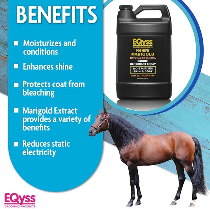 EQyss Premier Marigold Equine Coat Conditioning Spray - Moisturize Horse's Skin & Coat, Add Shine, Detangle, Repel Dirt & Dust, Silicone-free (128 oz)-PawvioPets